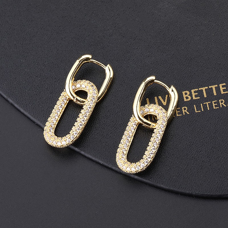 Gold Alloy-inlaid lustrous metal earrings Earrings Double Drop Earrings forWomen