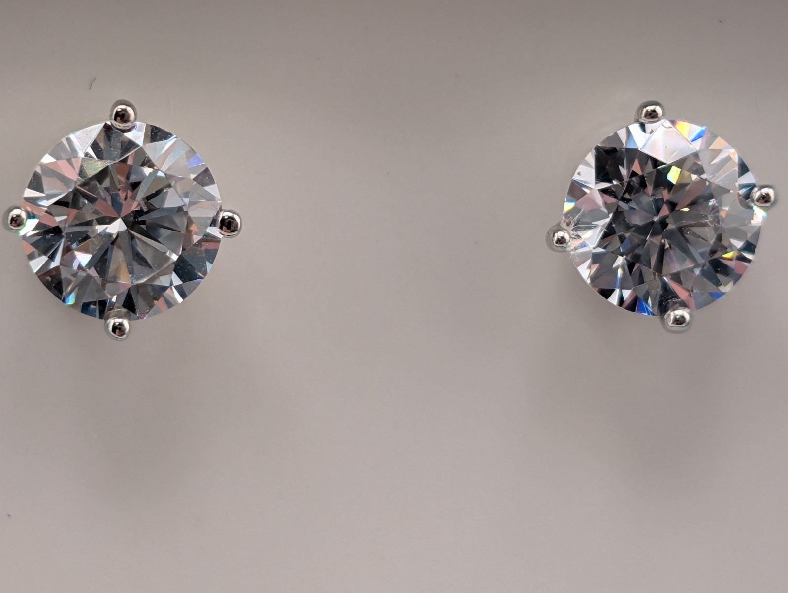 New~TOUCHSTONE CRYSTAL~Swarovski~**6.9MM CLEAR STONE STUD EARRINGS**~SilverTone