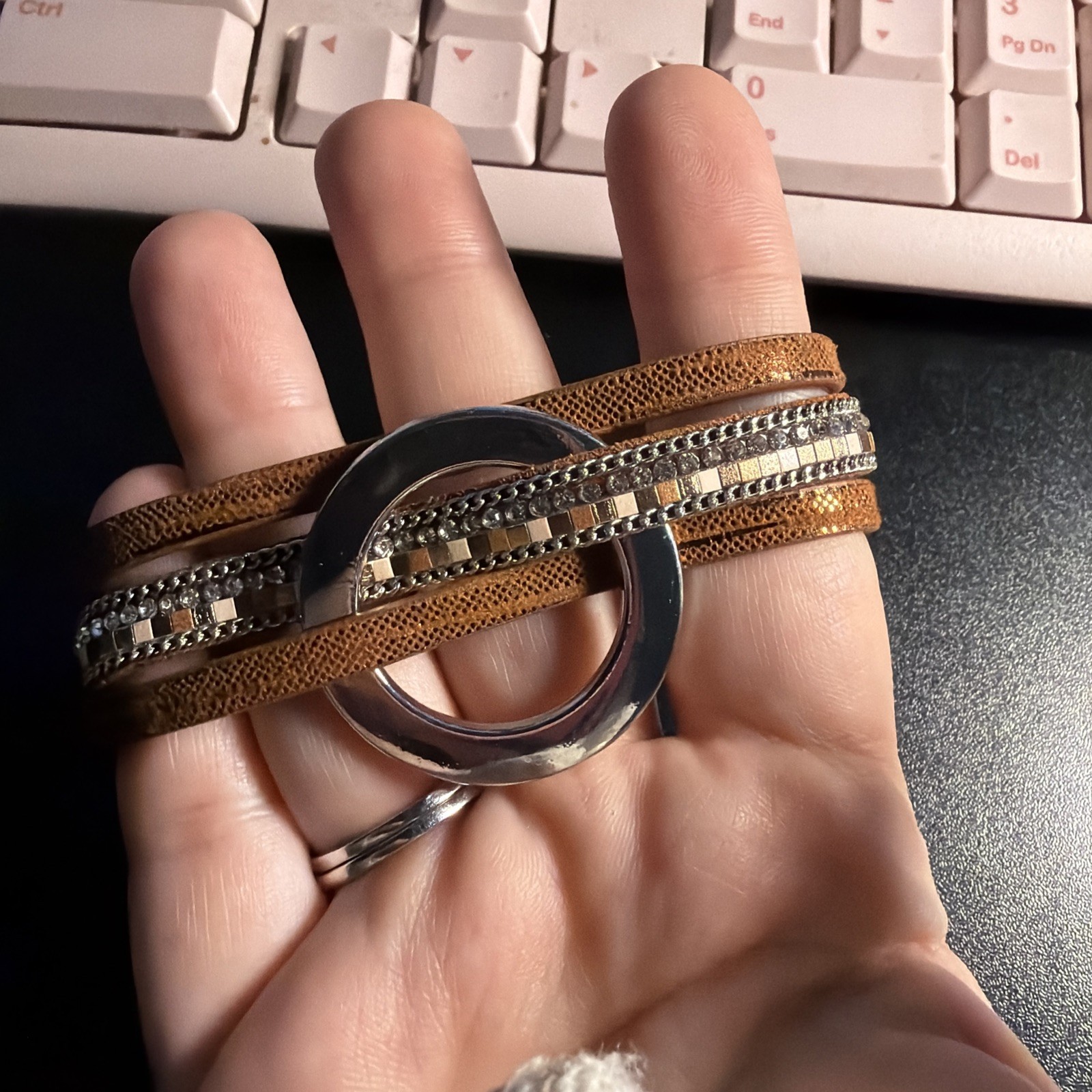 Ryze Magnetic Closure Cuff Multi Leather Beaded Bracelet