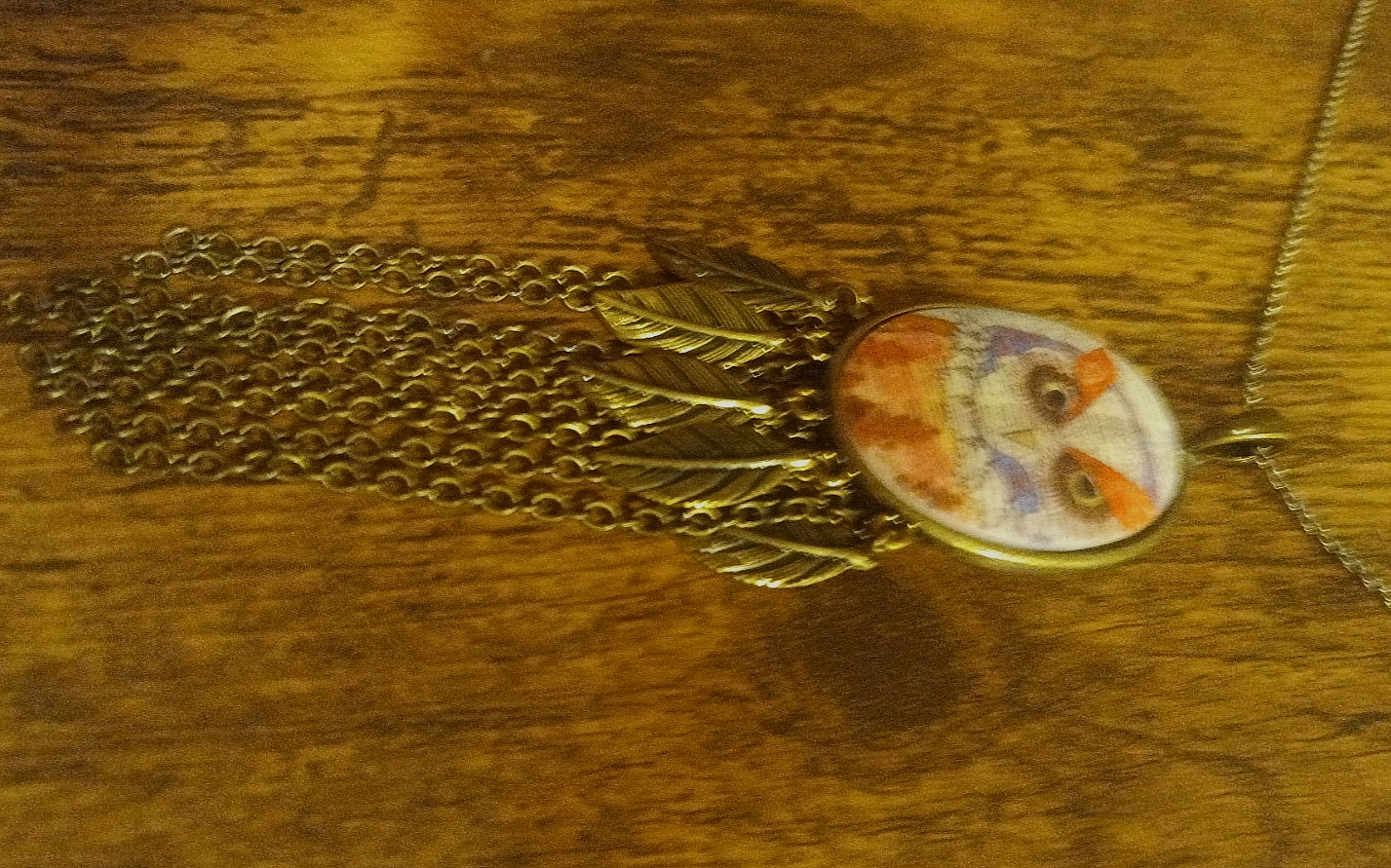 Owl pendant fringe fall necklace