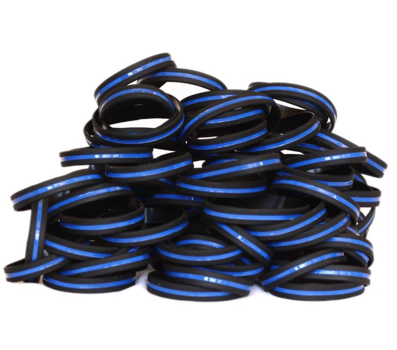 Bulk Blue Line Silicone Wrist Bands (100pk/ 50pk/ 25pk/ 10pk) Adult and Child