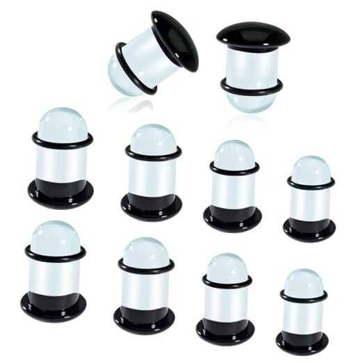 Glass Ear Stretching Kit 0.5mm Increment Gauges 16G – 00G 8.5mm-10mm Black