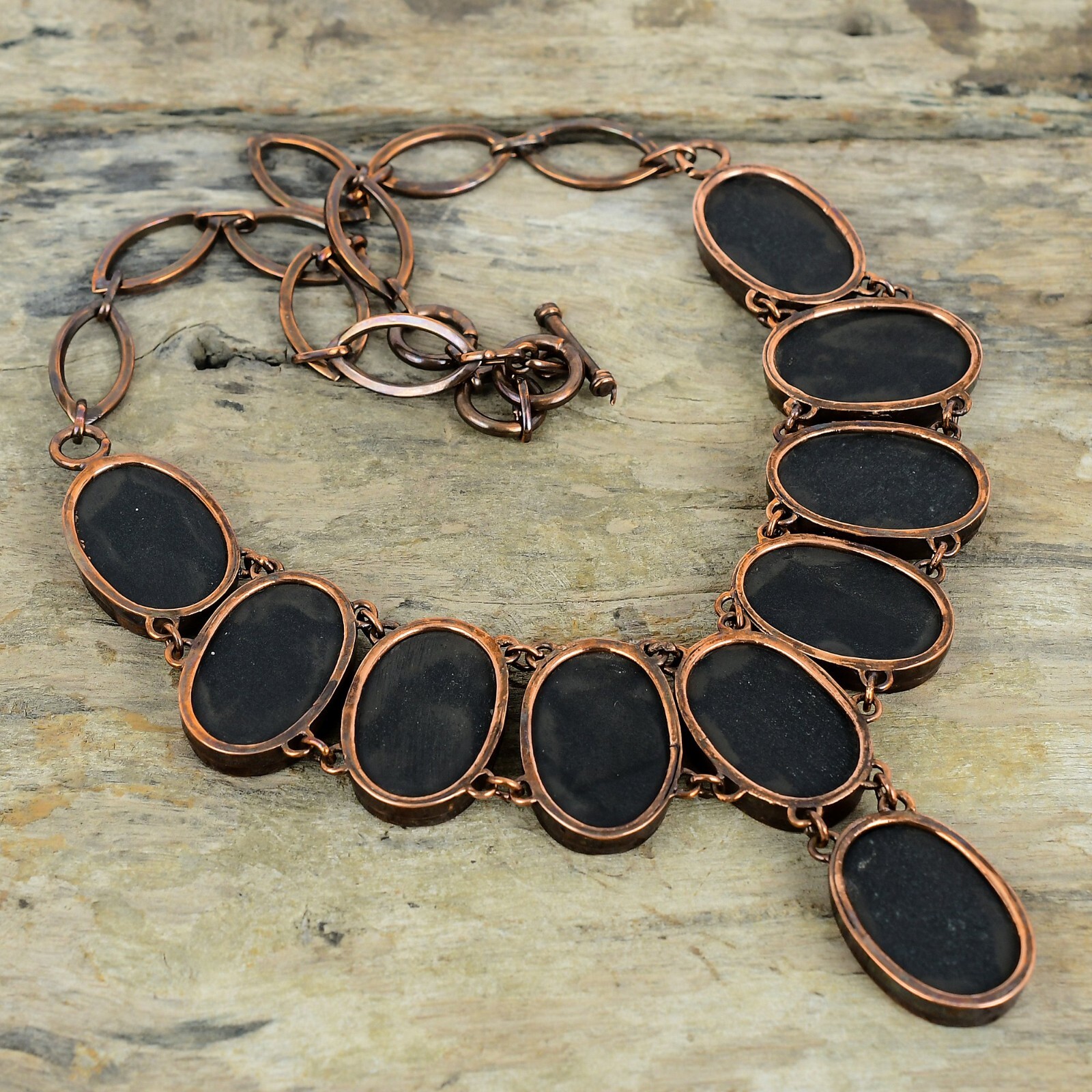 Abalone Shell Copper Sister Gift Electroformed Chain Adjustable Necklace 18.0″