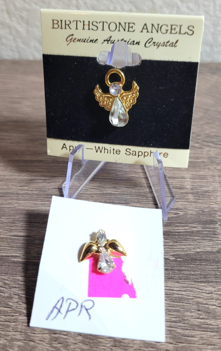 APRIL BIRTHSTONE GUARDIAN ANGEL FASHION PIN FREE MINI PIN NEW ON CARD CHOOSE