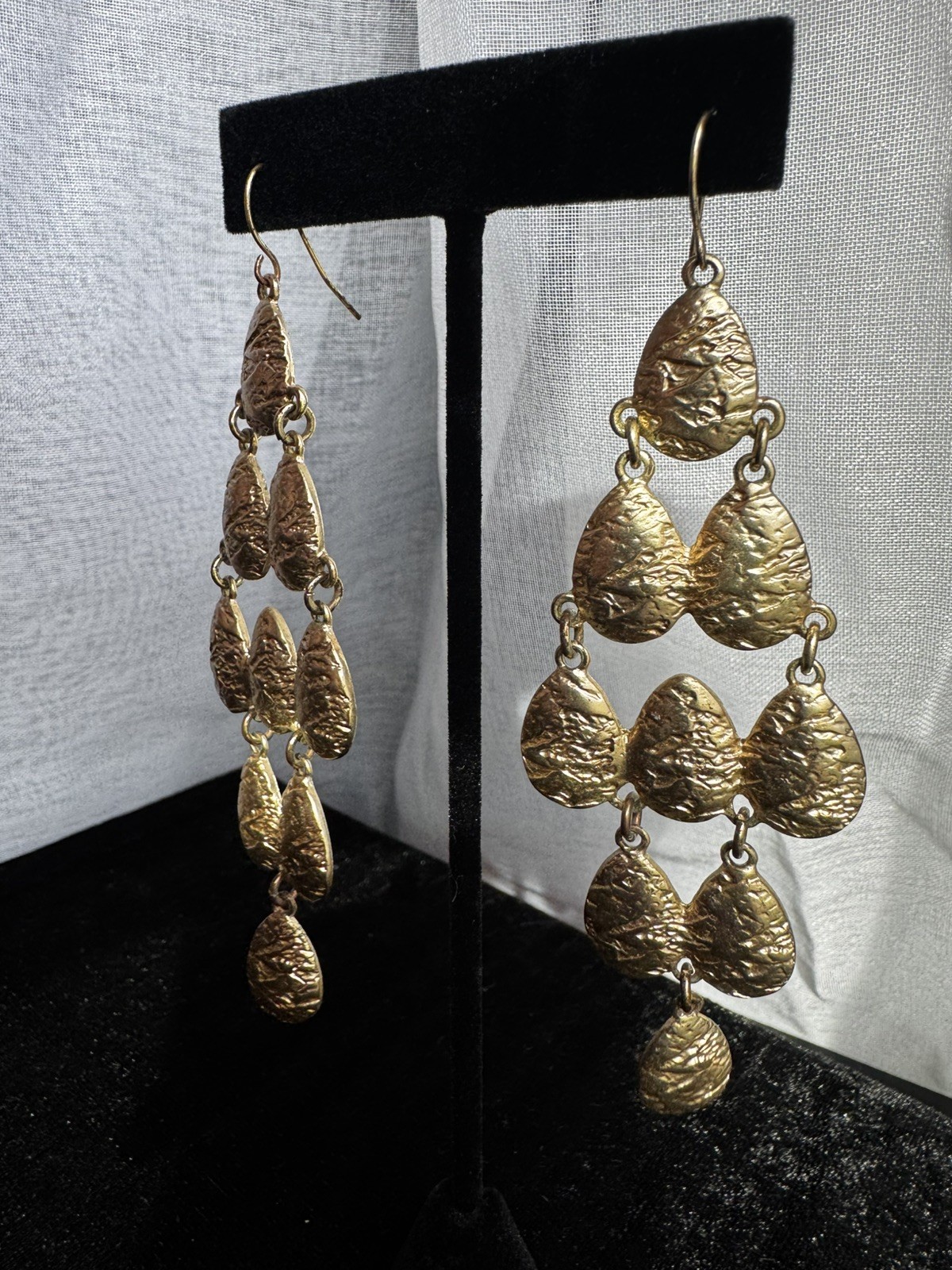 Gold Tone Chandelier Dangle Drop Earrings Jewelry Statement Costume Fashion