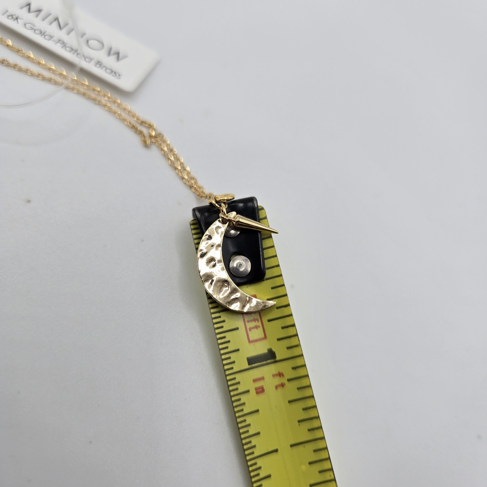 Gold Dainty Crescent Moon Spike Charm Necklace Boutique Brand Gold Plated Brass