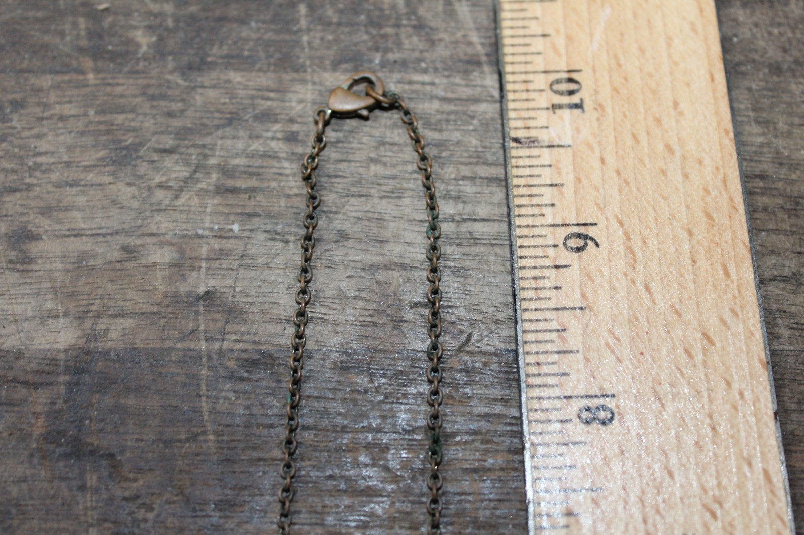 Vintage Aged Brass Finish Red Stones Pendant Necklace Approx 20″