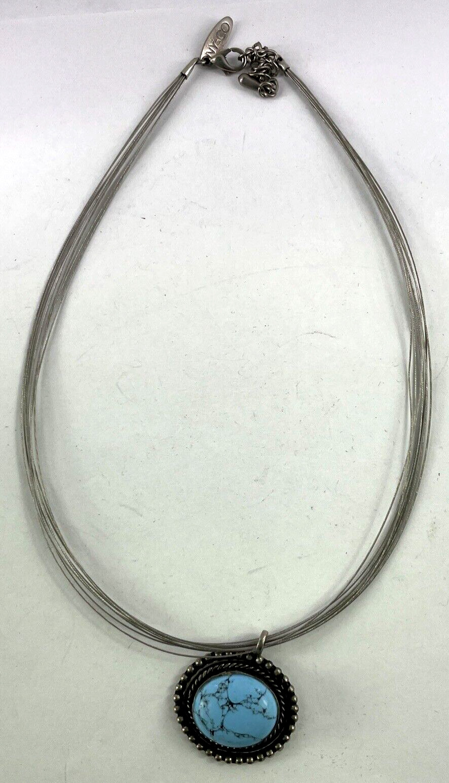 New York & Company Necklace, Silver Toned W/ Blue Stone Pendant, NY & Co