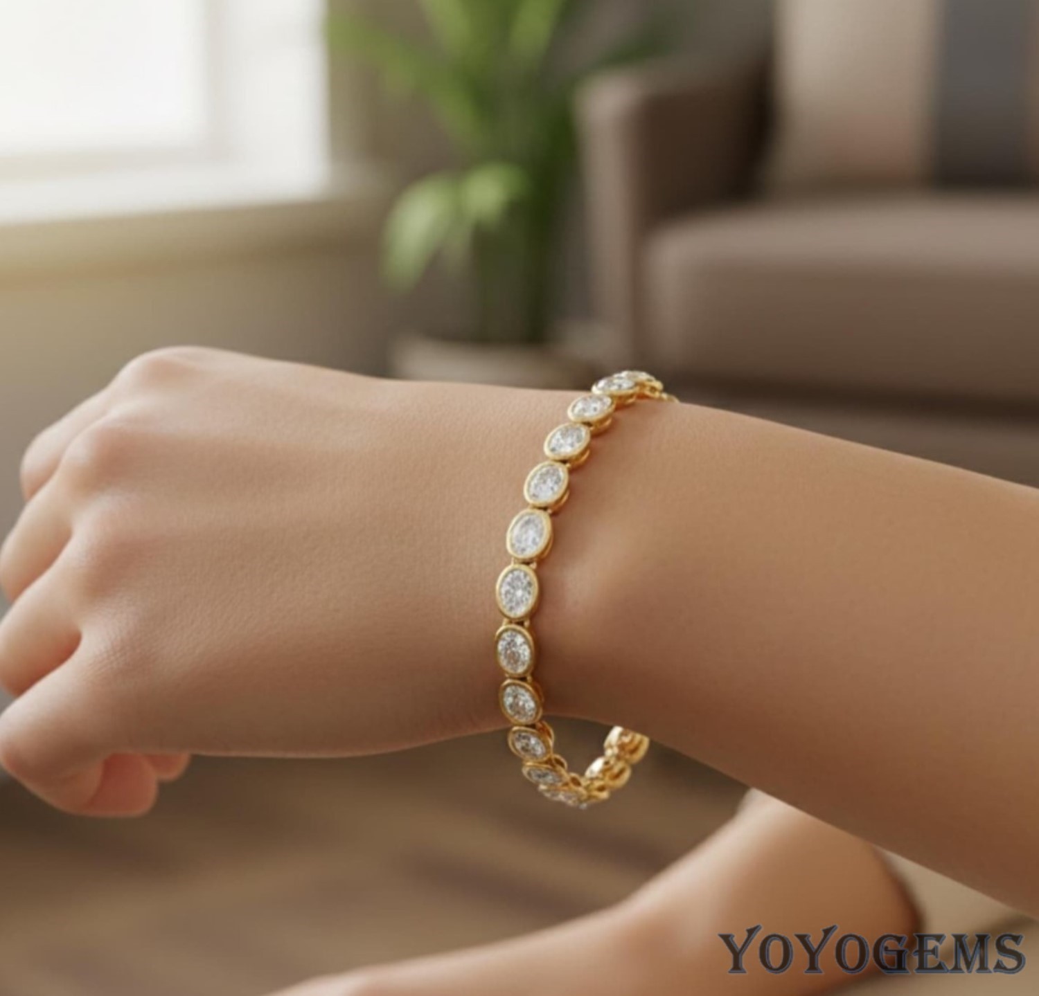 7′ Inch Long Tennis Bracelet 7 Carat Oval Cut Solid 14K Yellow Gold For Wedding