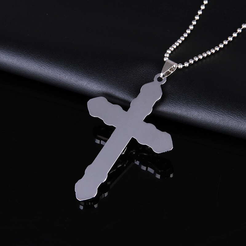 Crucifix Jesus, Cross Christan Necklace – Black – Catholic