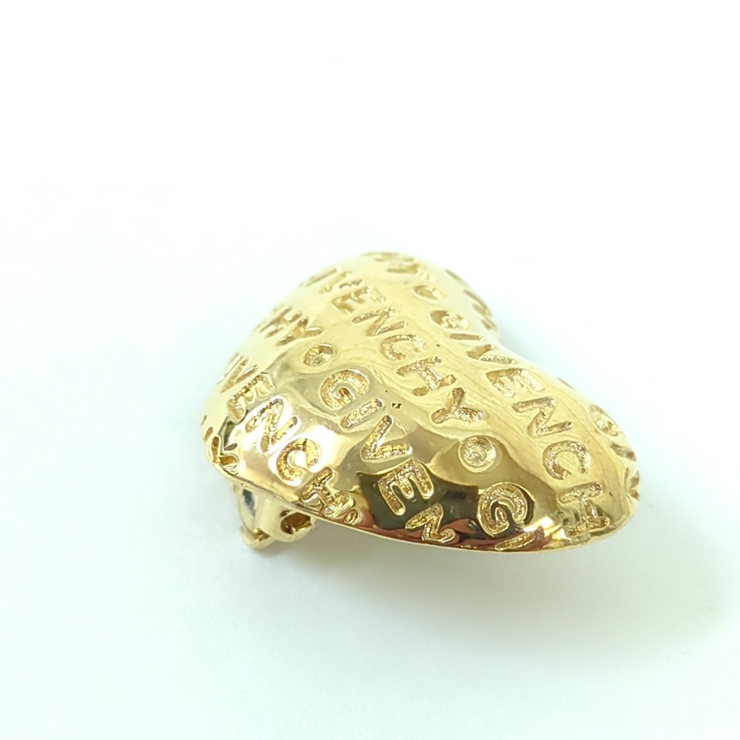 Vintage Givenchy Gold Tone Heart Clip On Earrings Bijoux Logomania 03772301