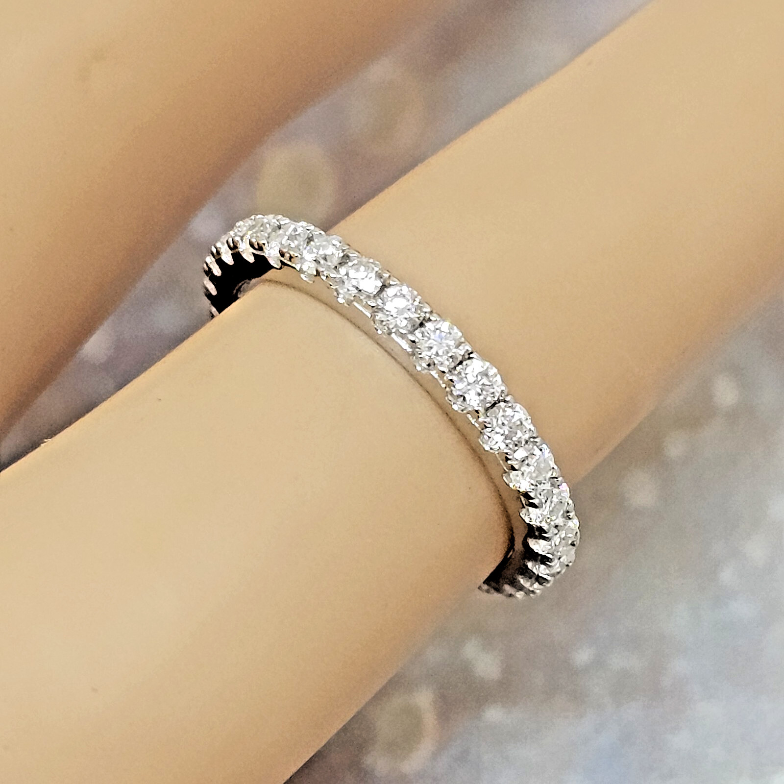 2mm Round Moissanite Eternity Band Ring Wedding Band 925 Sterling Silver size 5