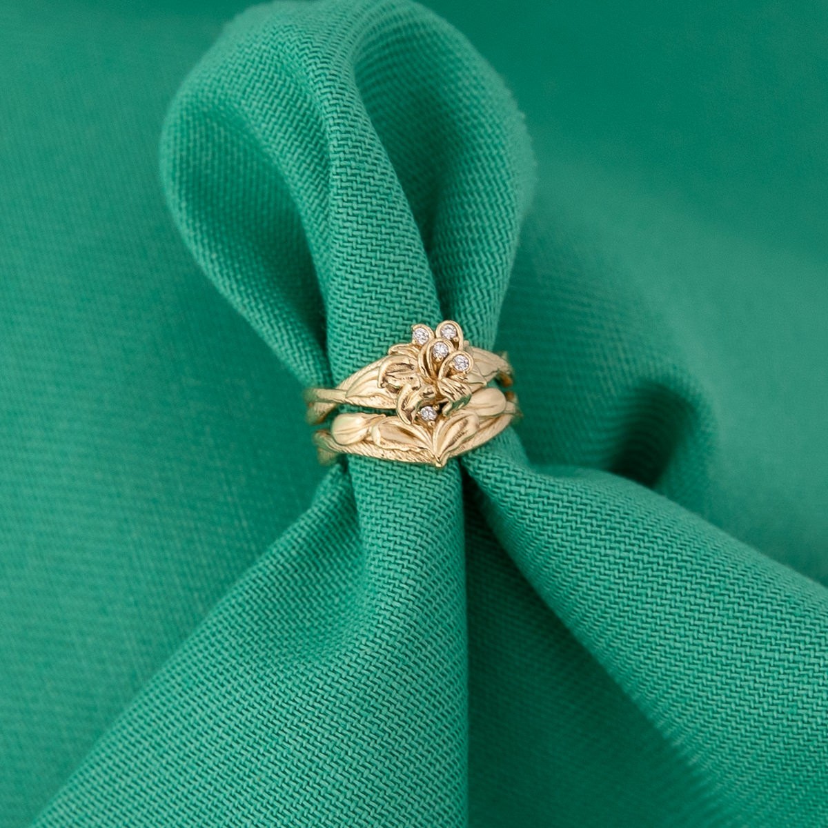 Disney X RockLove ‘Tangled’ Rapunzel Sundrop Flower Stacker Rings Gold – Size 7