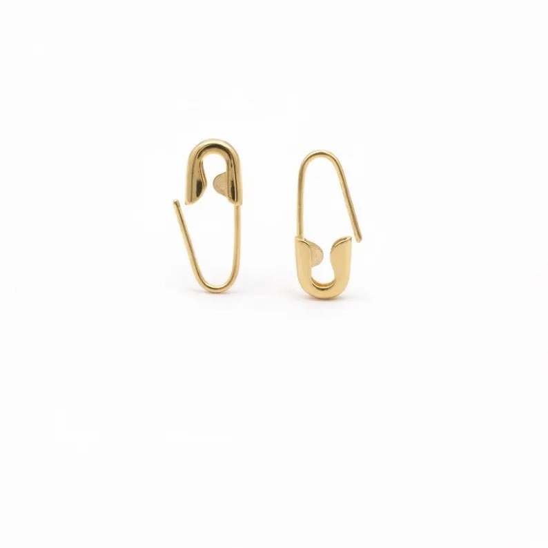 1/2 Inches Gold 18K Safety Pin Mini Punk Earrings Cartilage Helix Earrings