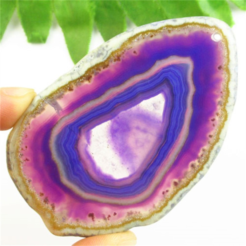 Purple Druzy Geode Agate Slice Pendant Bead 84x55x5mm F39107