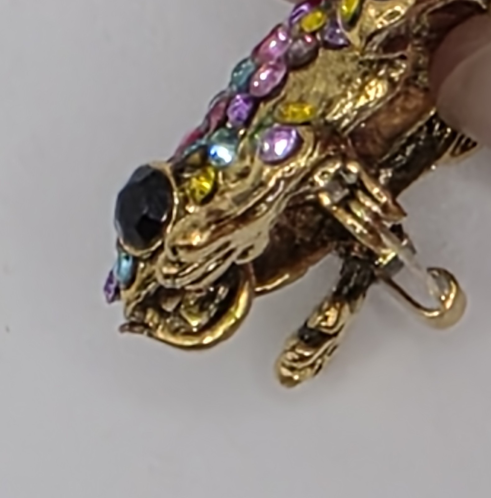 Gold Tone Multicolor Rhinestone Frog Brooch Pin Pendant Pavé Set 1.5 in