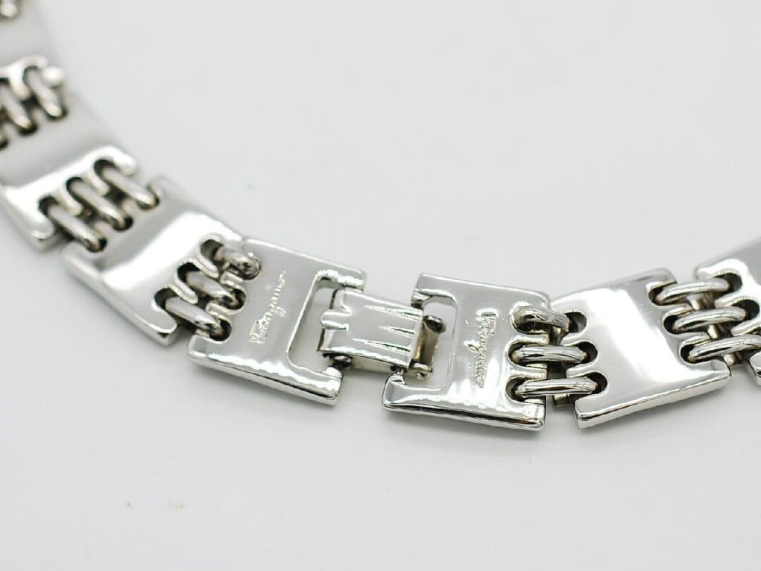 Salvatore Ferragamo Silver Chain Necklace Italy Polished 46cm Authentic