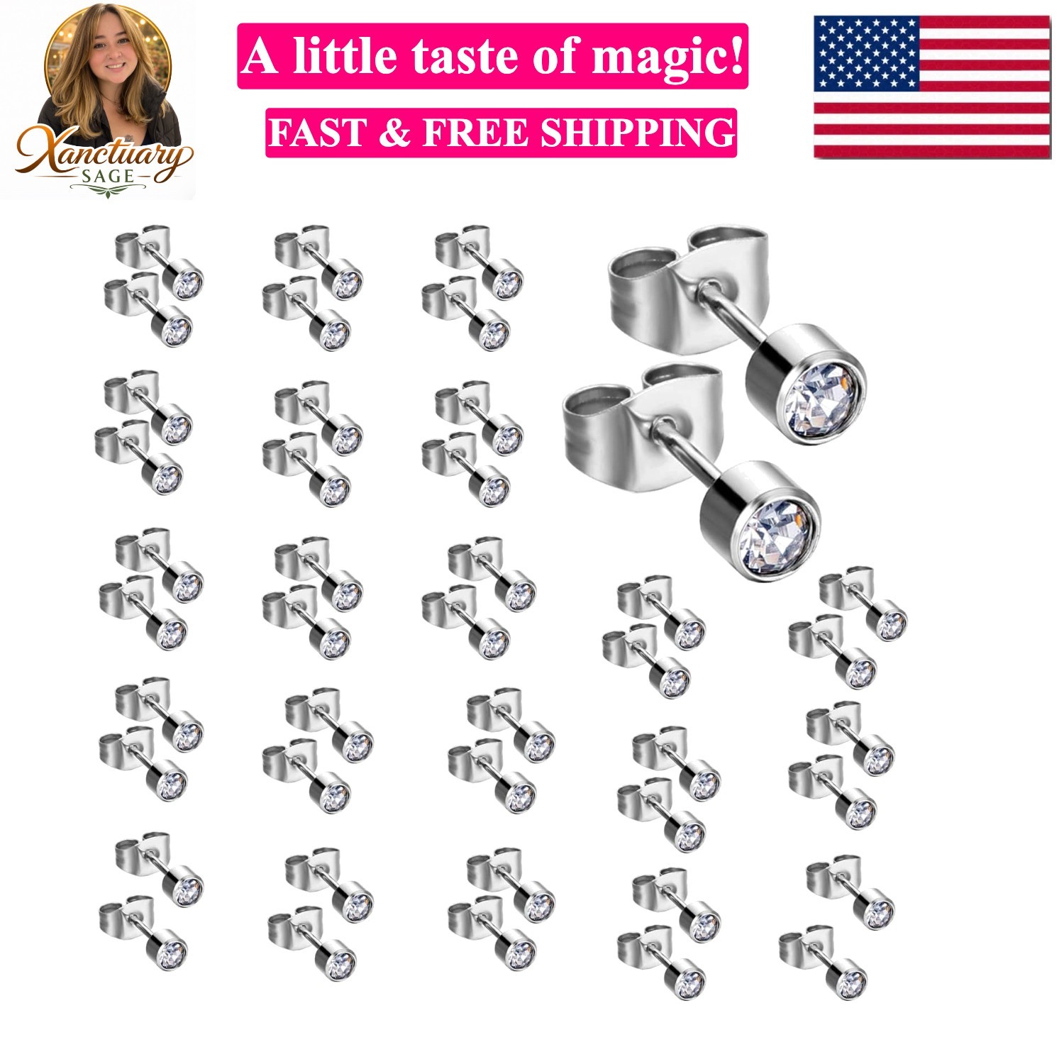 20 Pairs 4MM Ear Piercing Stud Earrings Surgical Steel Piercing Studs Earning…