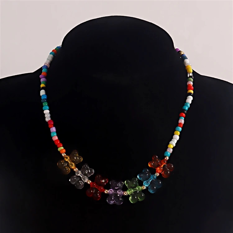 Bohemian Bear Pendant Necklace Bracelet Set for Women Cross-Border Fashion Jewel
