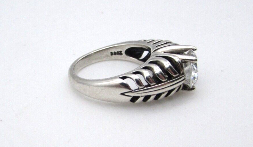 Large KABANA Sterling Silver Ring DQCZ size 8 Solitaire 3.35cts