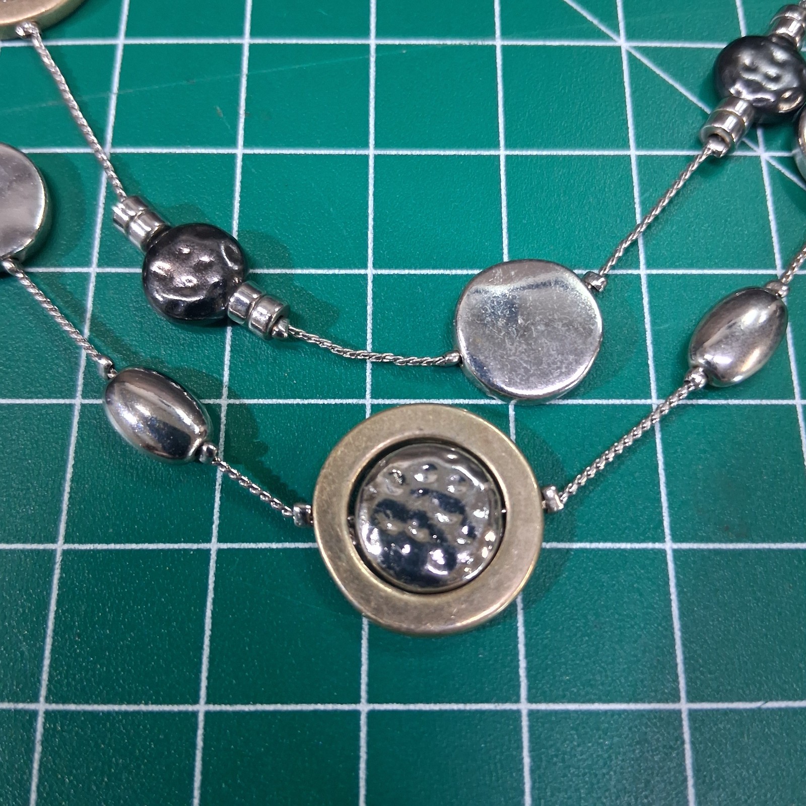 Stainless Steel & Brass Gyroscope Design 2-Tier 20” Snake Chain Necklace