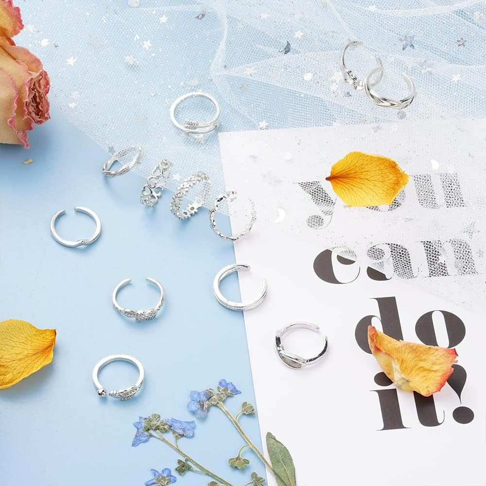 24Pcs Open Toe Rings Set for Women Adjustable Toe Band Knuckle Ring Arrow Knot