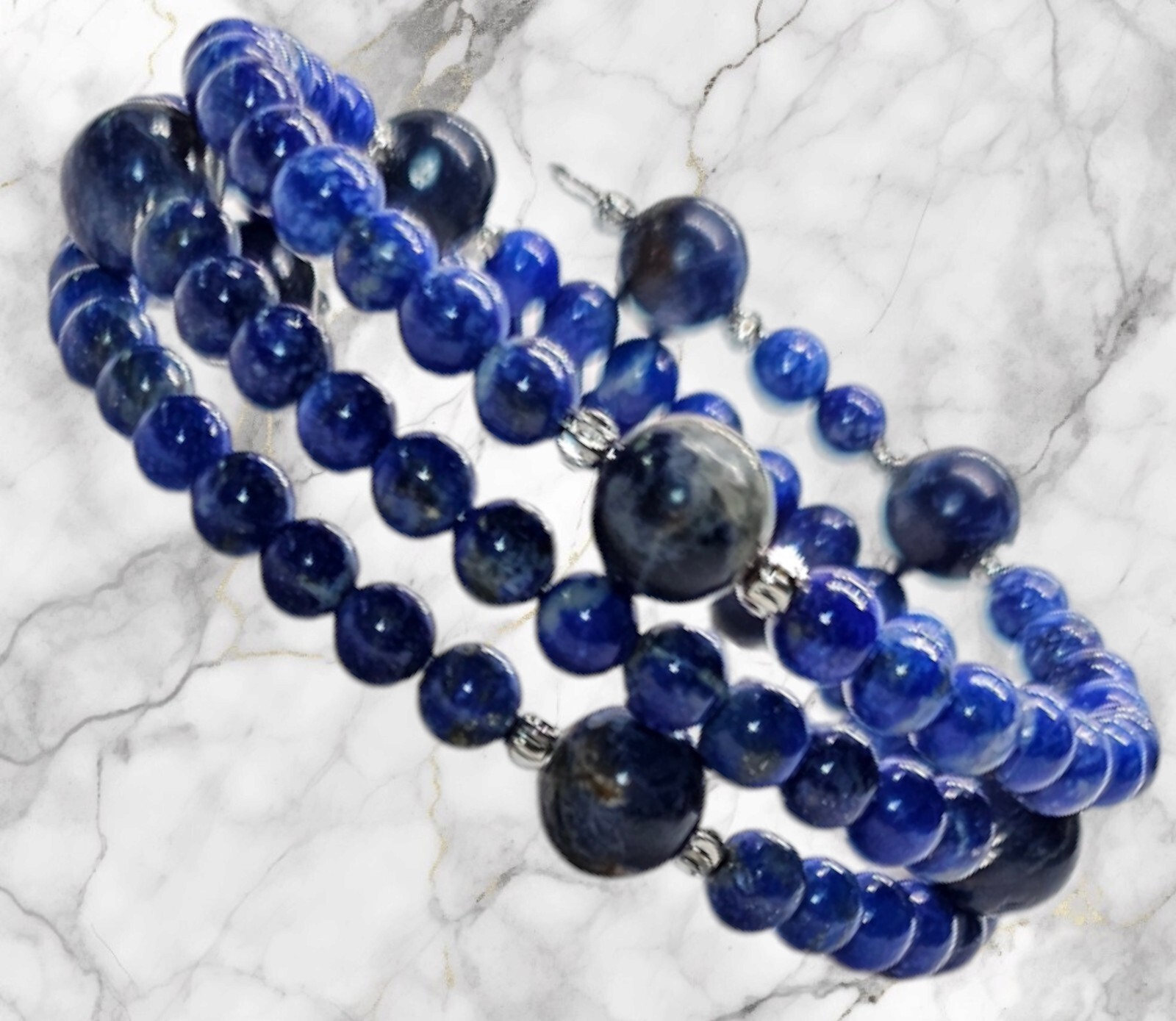 Natural Lapis Lazuli 5.5mm & Sodalite 8.5mm Crystal Bracelet