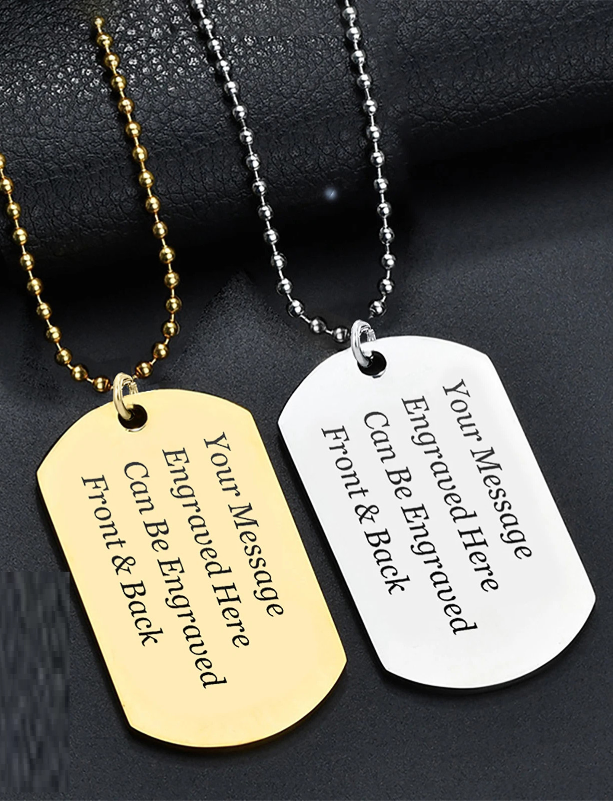 Personalised Engraved Men’s Necklace Army Dog Tag Any Text Birthday Anniversary