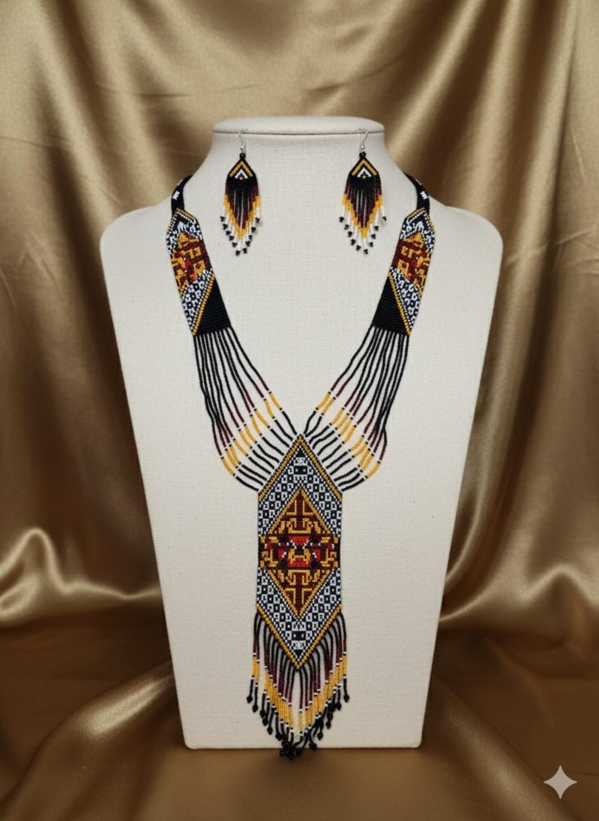 Handmade Necklace Seed Bead Boho American Style Nativ Beaded Multi Strand Gifts