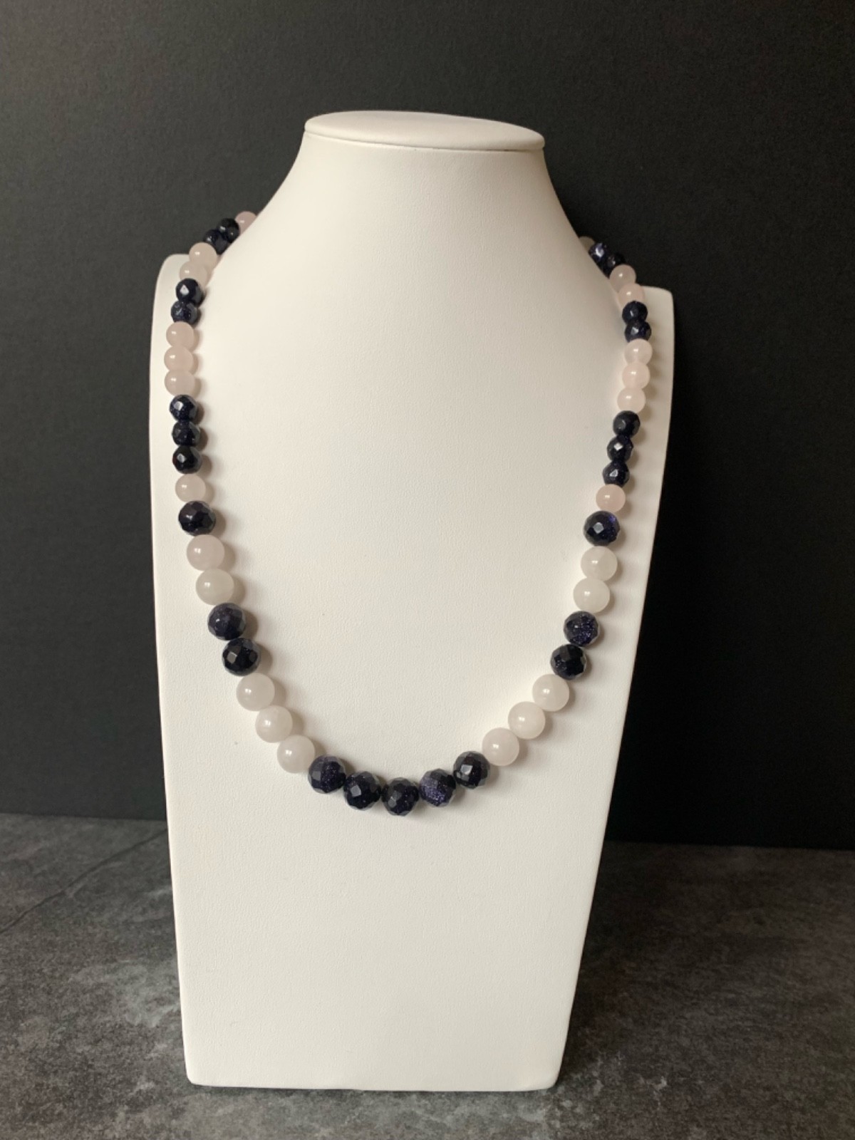 Galaxy Sun Sitara and Rose Quartz 6 to 10mm beads 21″ Necklace27