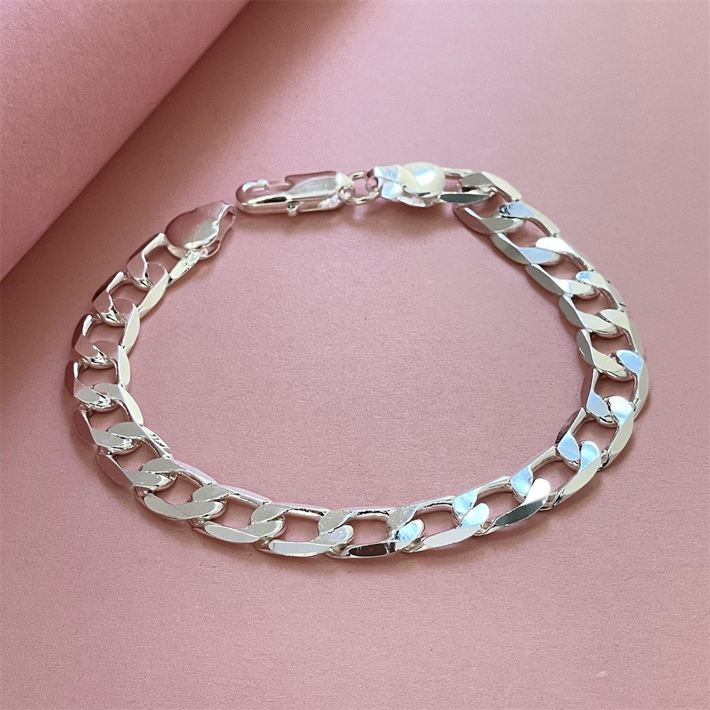 Unisex Heavy Solid 925 Sterling Silver Curb Link Bracelet Multi Sizes Men Women