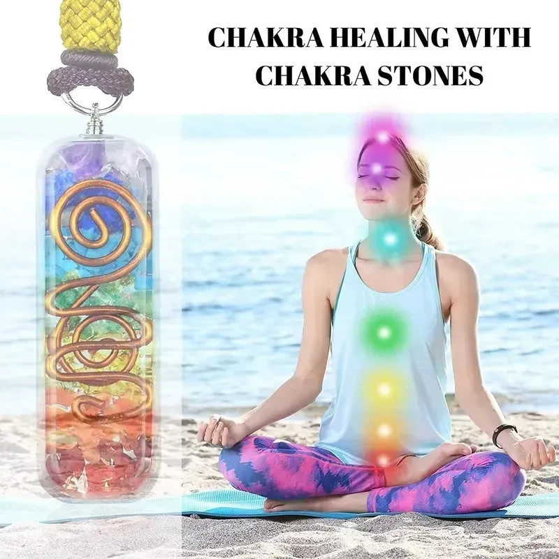 7 Chakra Healing Relief Natural Stone Reiki Pendant Necklace Unisex Crystal