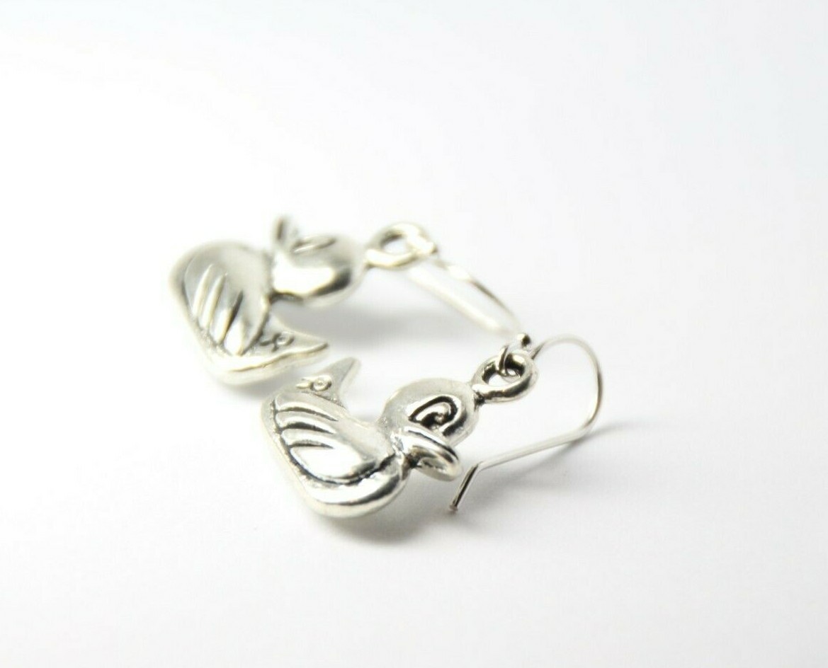 Rubber Ducky Charm Earrings Duck Animal 925 sterling silver Hook Charms Charm