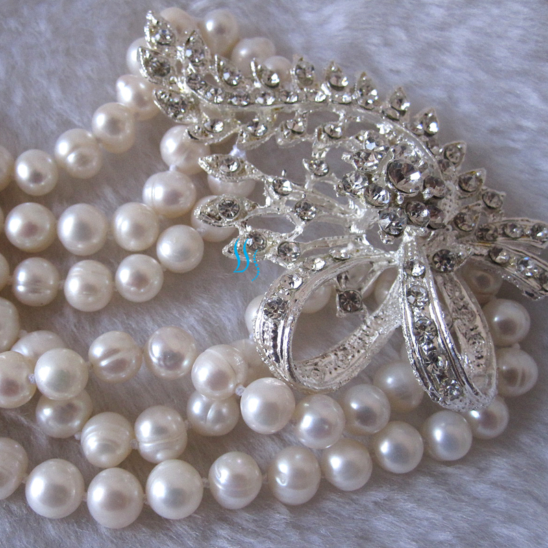 18-20″ 5-7mm White 3Row Freshwater Pearl Necklace X3288 Jewelry