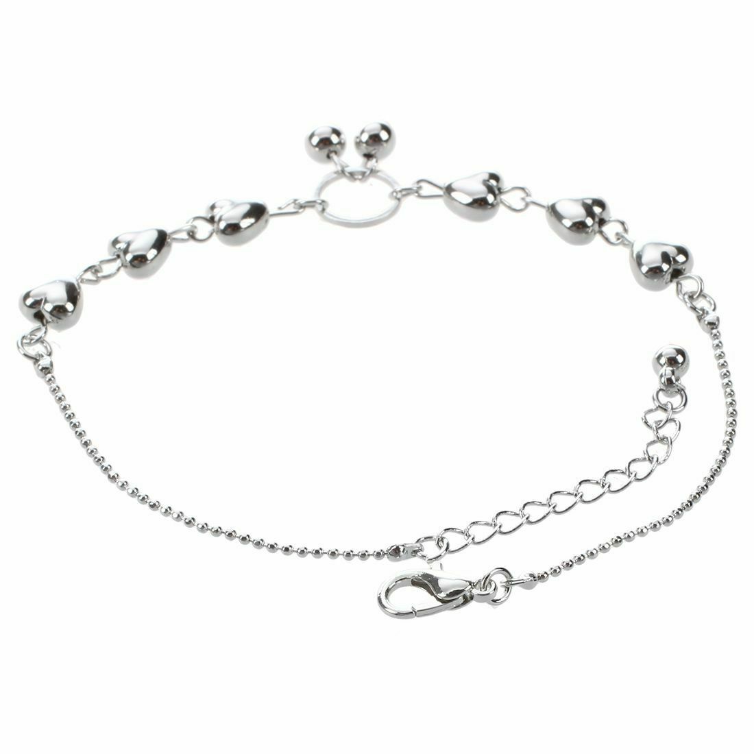925 Sterling Silver Heart style shape 8″ – 10″ Beach Sandal Anklet Foot Bracelet