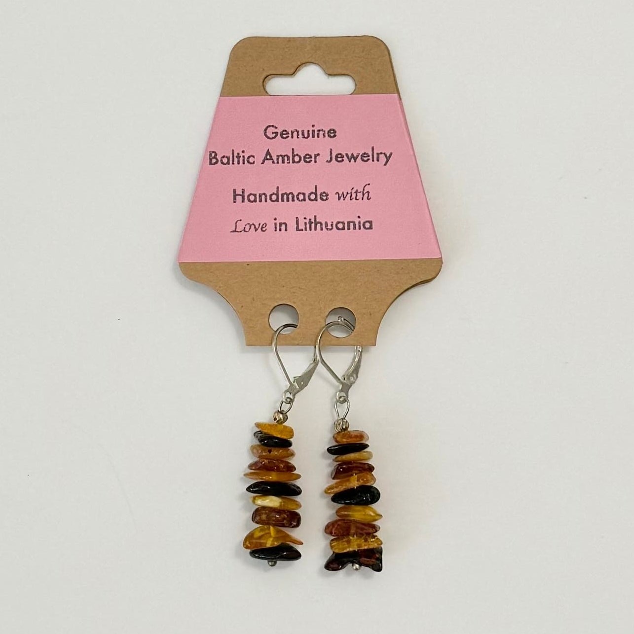Baltic Amber Earrings Layered Multi-Color Polished (E201)