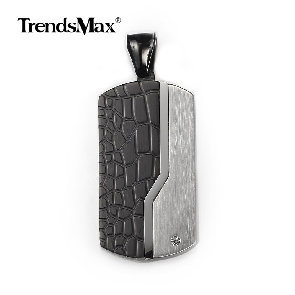 Silver Black Stainless Steel Dog Tag Pendant Necklace Military Box Chain Jewelry