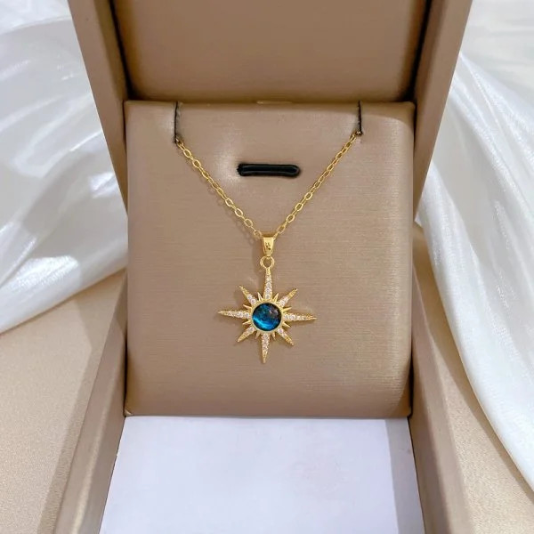 316L Stainless Steel Sun Moon Star Pendant Necklace For Women Exquisite Planet