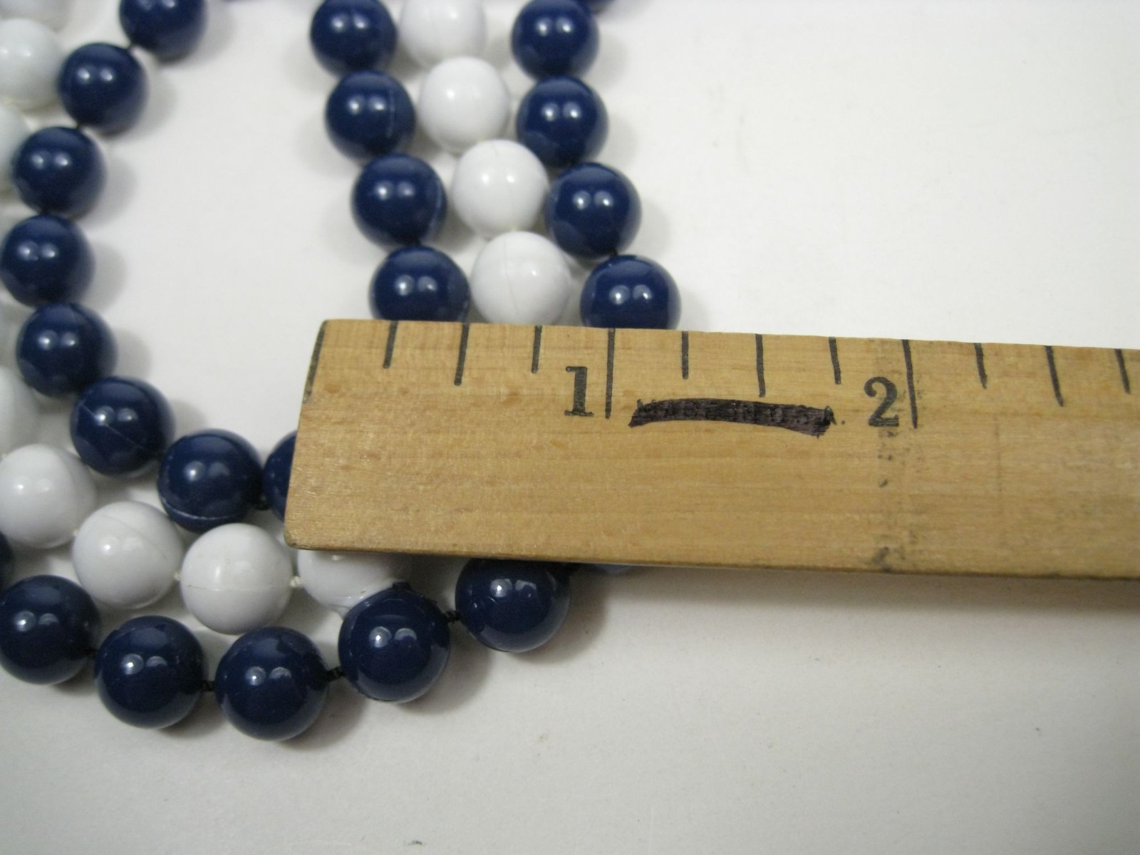 Classic Multi Strand Navy Plastic Beaded Necklace Gold Tone Chain Layered 50 in