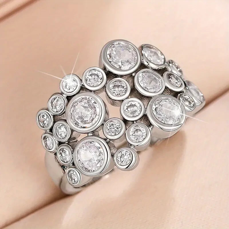 Elegant 925 Sterling Silver White Topaz New Fashion Charms Unique Ring Size 7