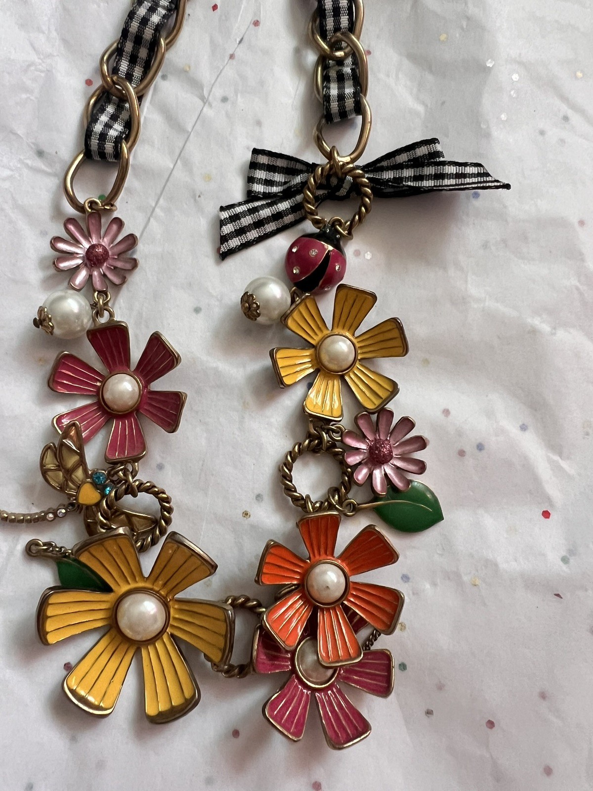 Betsey Johnson Picnic Flower Garden Necklace ring cuff bracelet set of 3