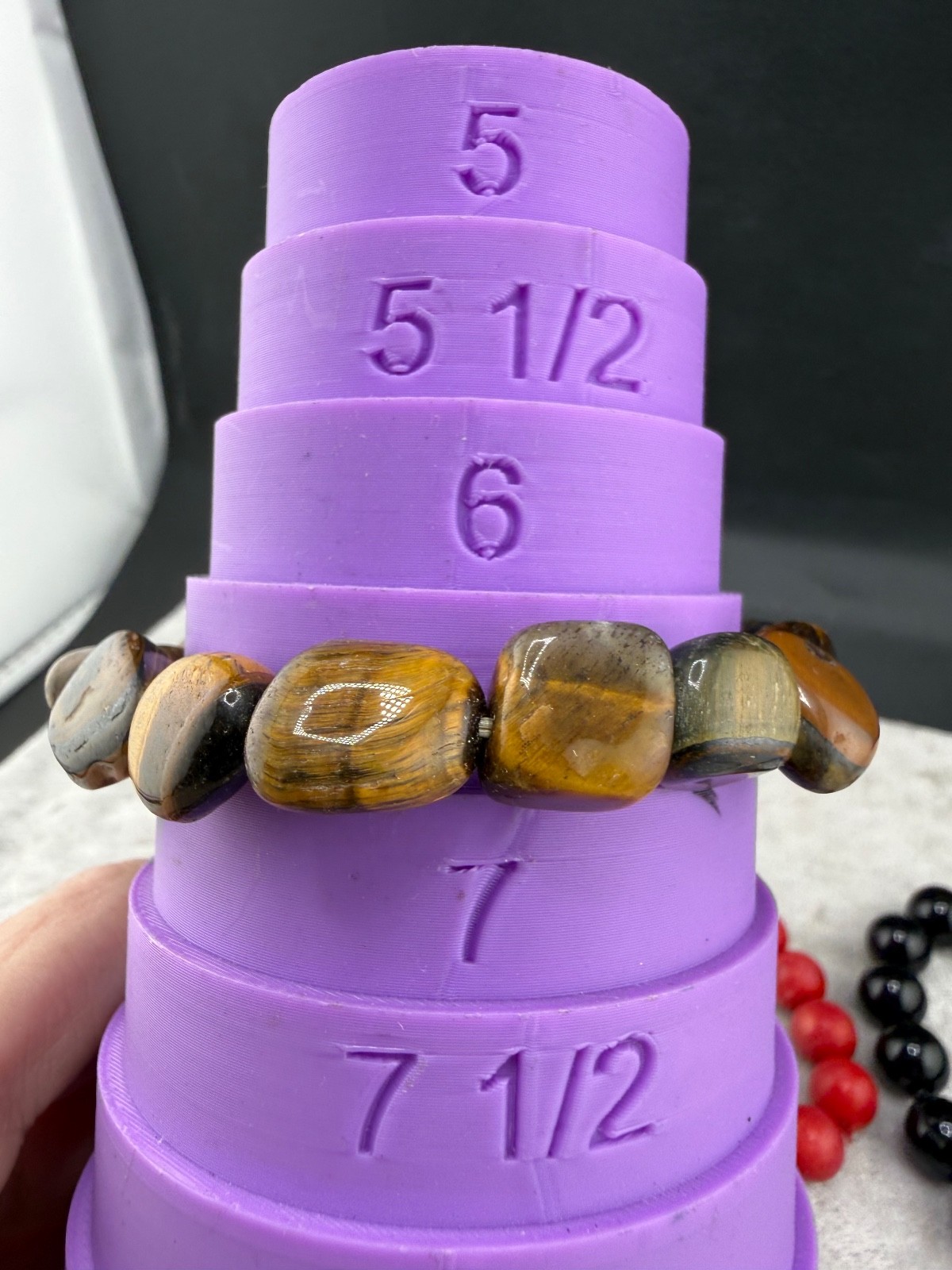 Polished Stone Bracelet Lot 7” 6” 7” 6.5” 8.5”