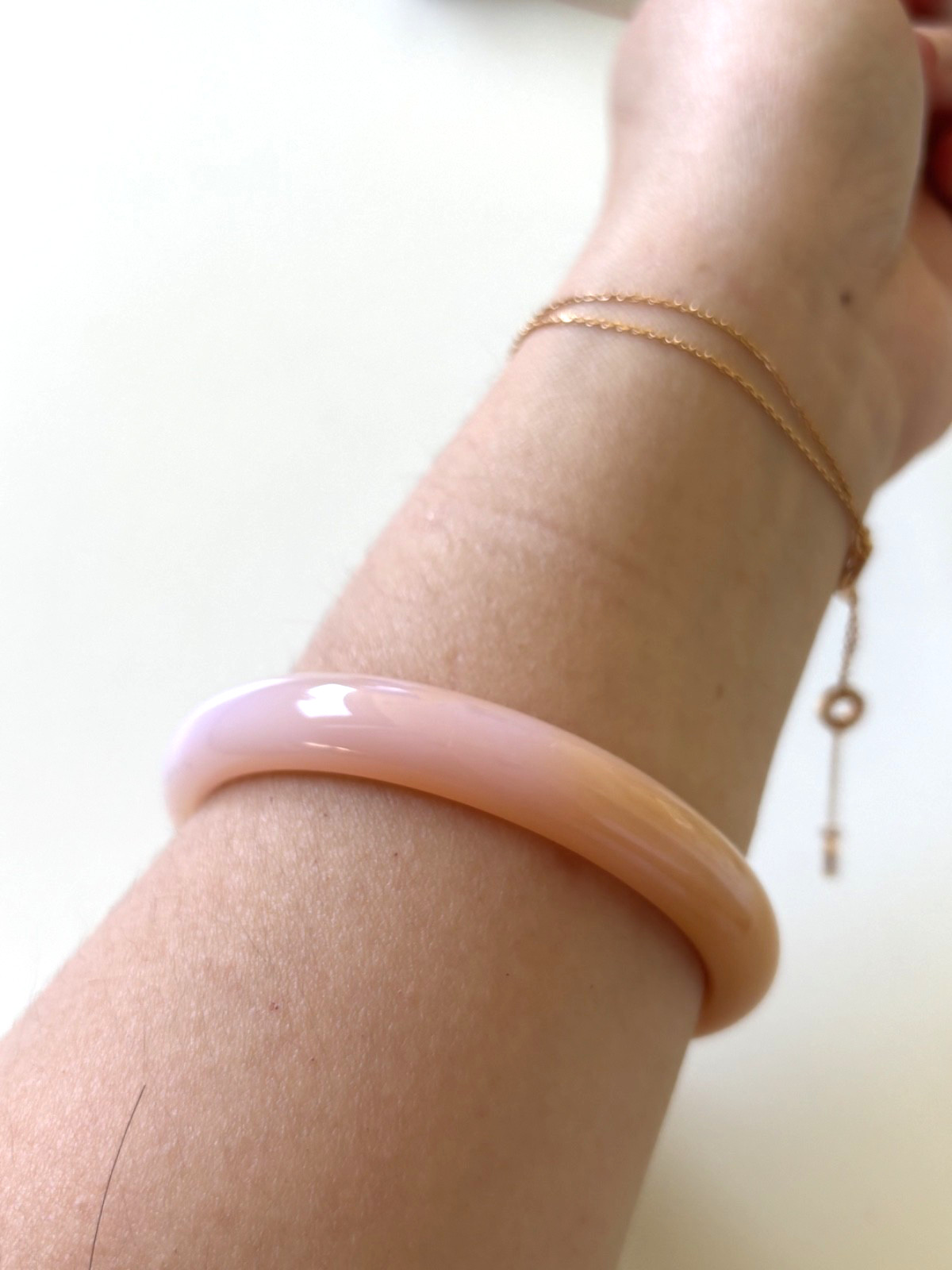 58mm Carnelian Agate Bangles Bracelets Peach Lace Agate Banding