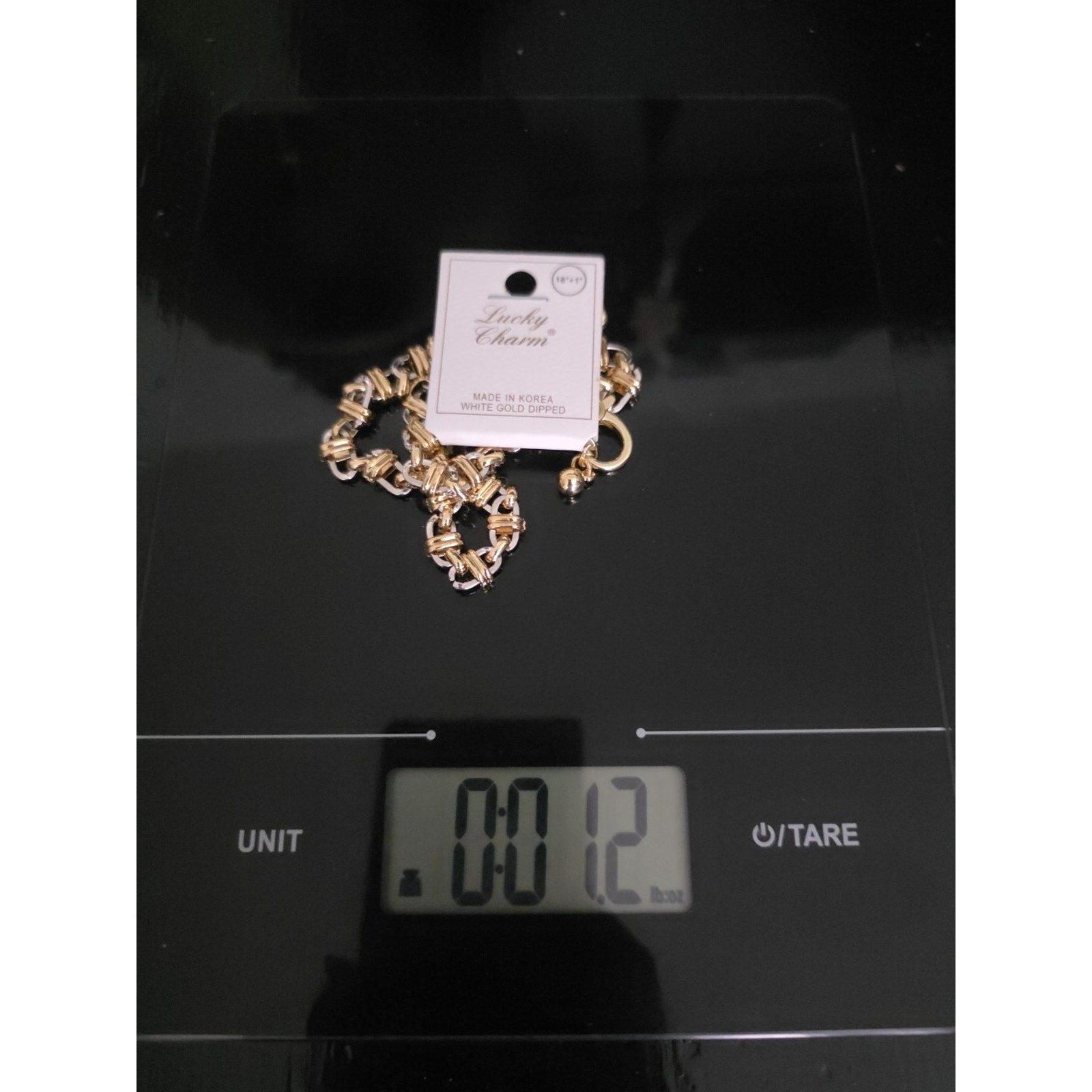 Two Tone Fancy Link Chain Necklace White Gold Dipped Mixed Metals 18″+1 NWT