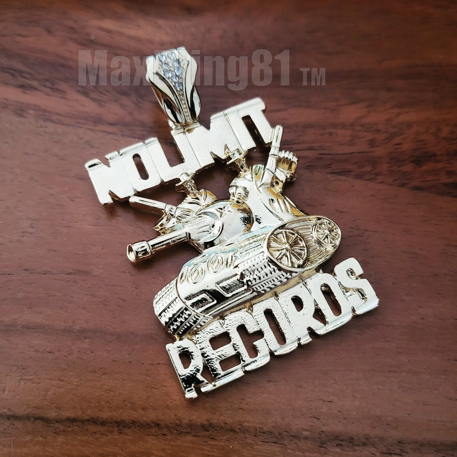 Hip Hop Jewelry Iced Cubic Zirconia Gold Plated No Limit Records Tank Pendant