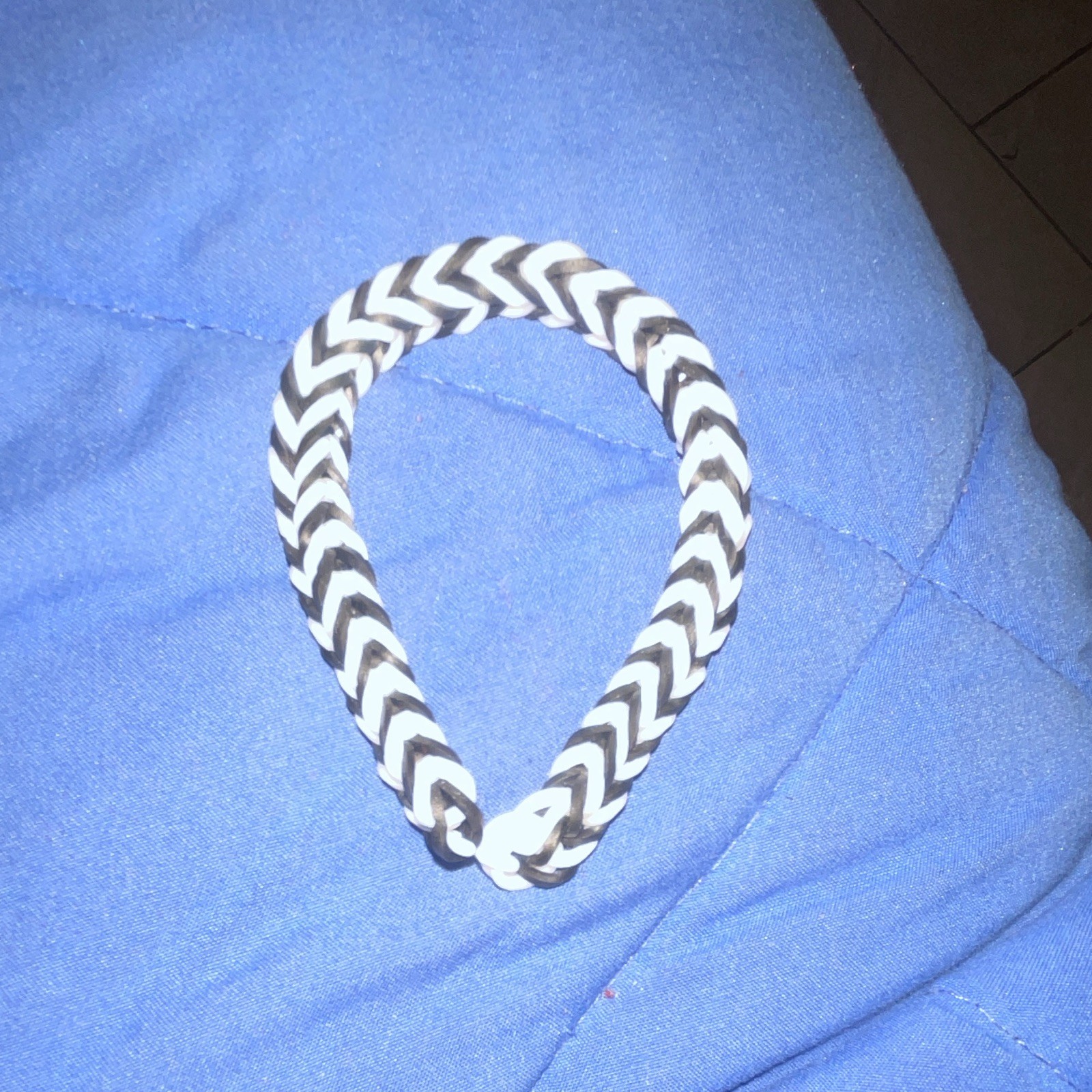 Black & White rainbow loom Rubber Band Bracelet Loom Style,, Braided Chain