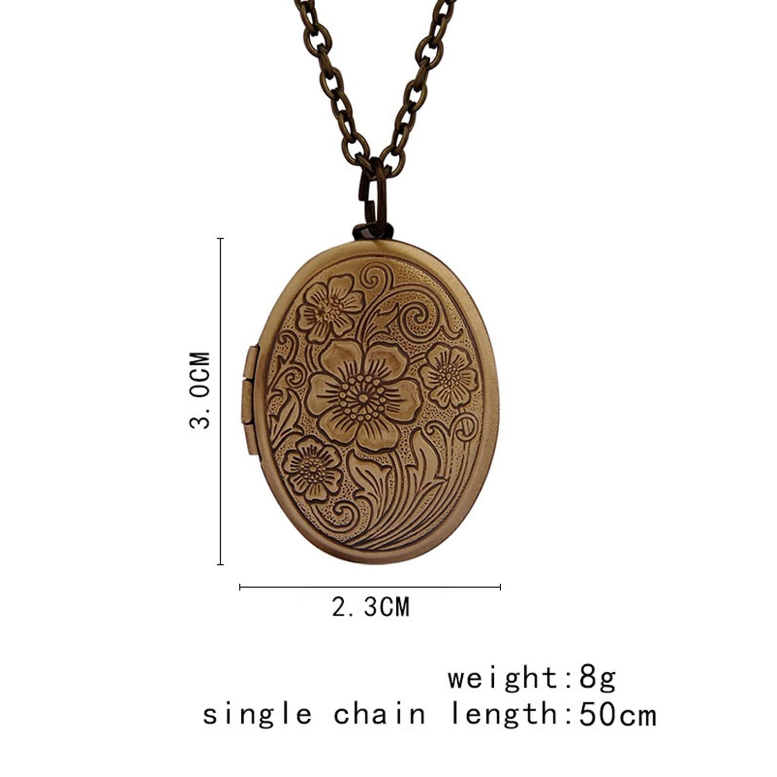 Caiyao Vintage Engraved Flower Empaistic Photo Locket 2.3cm x 3cm, bronze