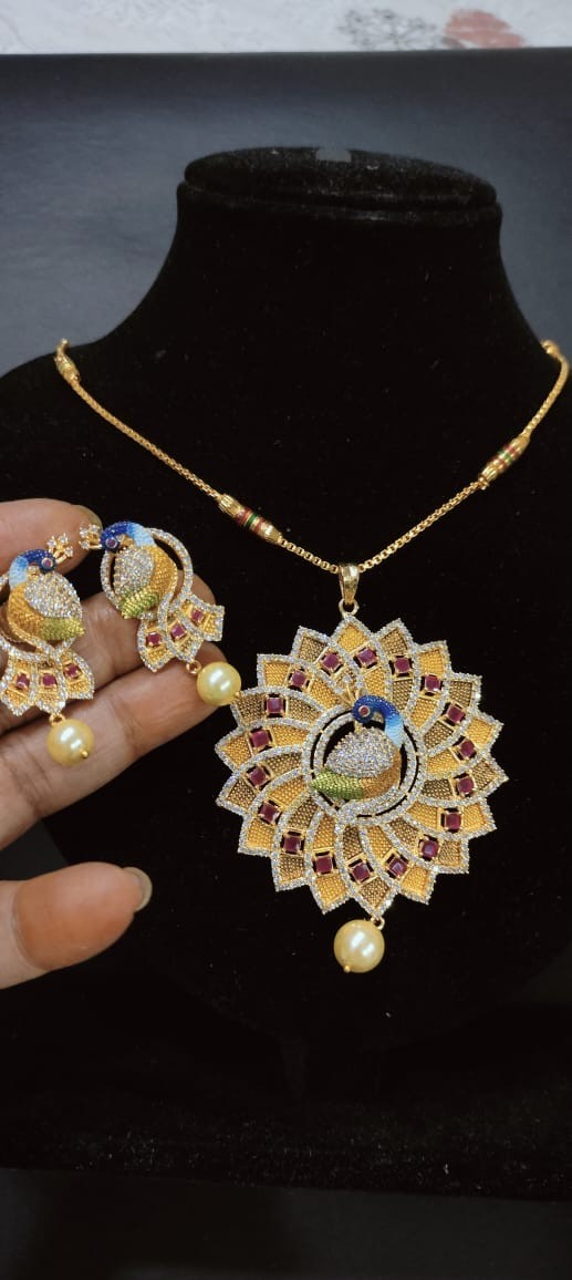 Exclusive High-Quality Chain Set with Pendant & Earrings | E – Handmade in India