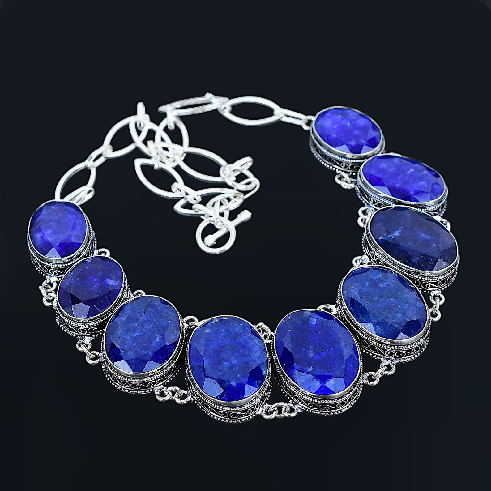 Blue Sapphire Necklace 925 Sterling Silver Necklace Handmade Gemstone Necklace.
