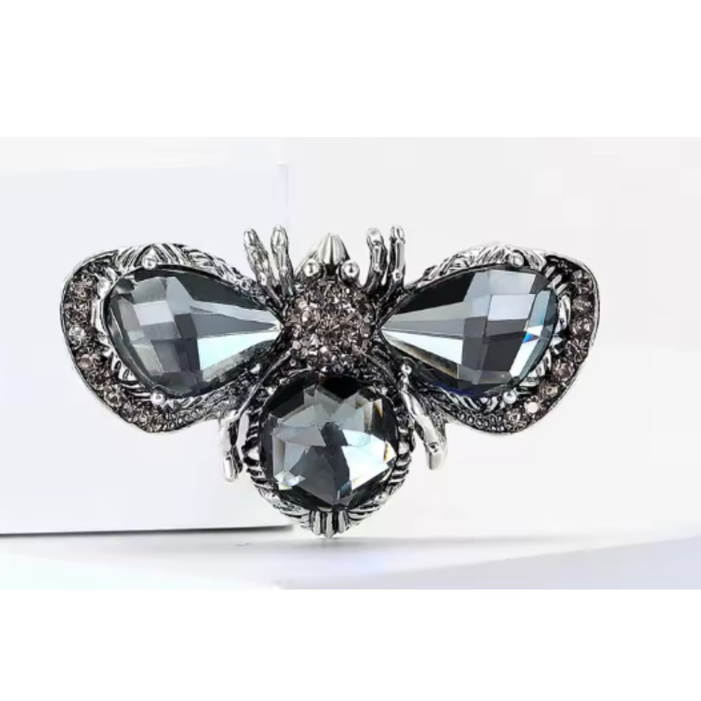 Cute Crystal Bee Silver Brooch Pin Rhinestone Insect Jewelry, Unisex Summer Gift